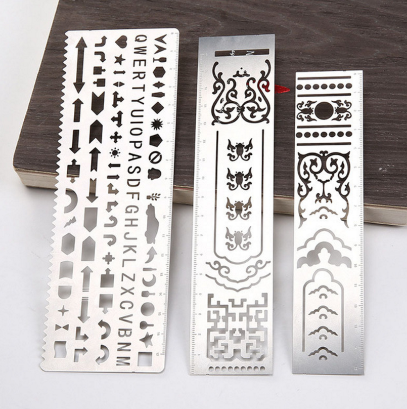 New Metal Hollow Drawing Template Ruler Stencil Tool Stationery Kids DIY  Crafts Tool Metal Etching Stencil - Setto